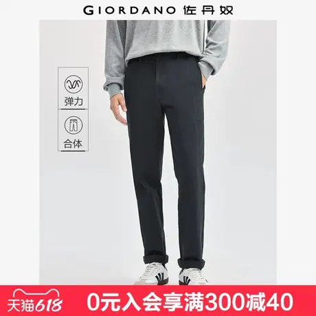 佐丹奴裤子男新款弹力棉梭织卡其裤破骨中腰直筒休闲裤男01114678商品大图