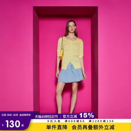 Juicy Couture橘滋春夏新款罗马假日烫钻提花短袖针织开衫T恤女图片