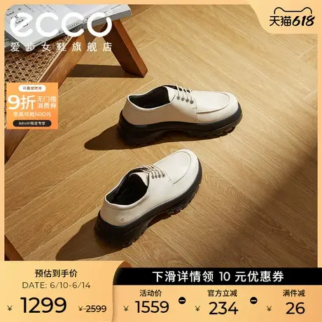 ECCO爱步女鞋皮鞋 新款系带厚底乐福鞋真皮单鞋 踪迹30 220733图片