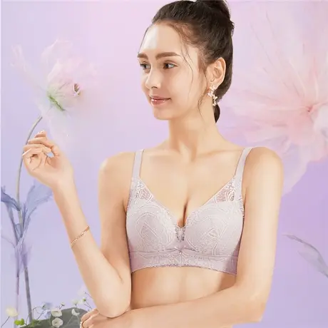 都市丽人薄无痕无压透气蕾丝蜂窝手掌杯无钢圈收副乳聚拢内衣文胸商品大图