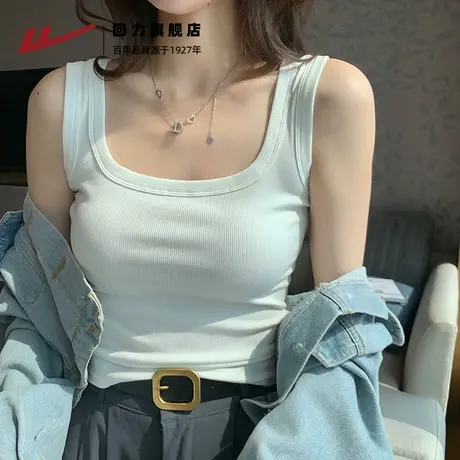 回力美式方领吊带背心女夏季2025新款修身内搭外穿短款无袖上衣Z1图片