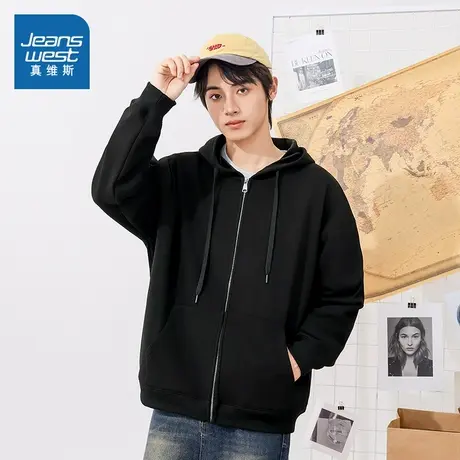 XC真维斯男装连帽卫衣外套 2025春季新品 青年男款开衫红色新年服图片