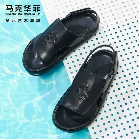 马克华菲官方旗舰店凉鞋男外出穿钓鱼涉水防滑爸爸真皮爆款沙滩鞋商品大图