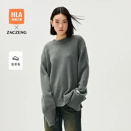 HLA/海澜之家曾超联名保暖长袖针织衫24秋新含羊毛加厚上衣女装商品大图