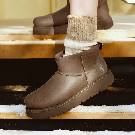 Skechers斯凯奇2024秋冬新款女雪地靴厚底反皮毛短靴加绒保暖冬靴图片