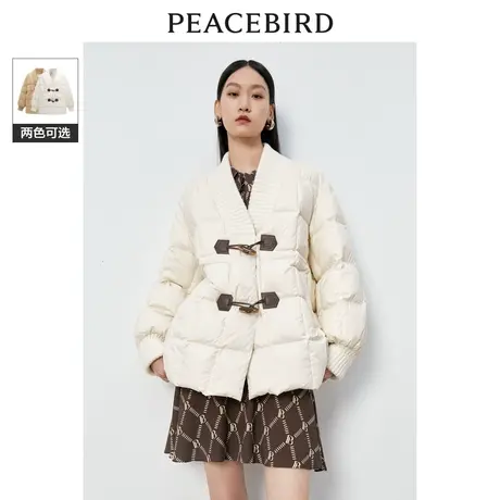 【商场同款】太平鸟女装2023年冬季新款优雅V领羽绒服A1ACD4282商品大图