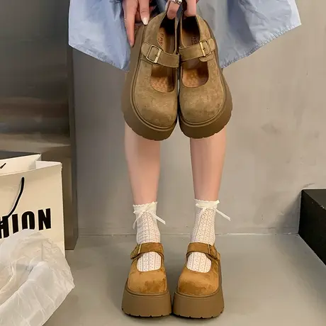 厚底增高单鞋女2025年秋季新款复古高级百搭勃肯鞋气质小个子鞋子商品大图