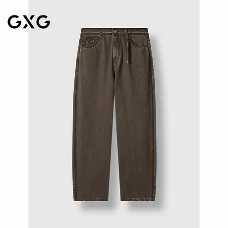 GXG男装 水洗深咖牛仔裤宽松阔腿长裤 24年冬G24X054070商品大图