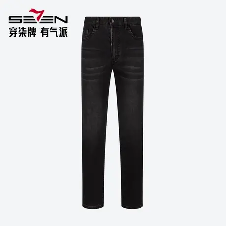 【热熔岩】柒牌男装清仓保暖牛仔裤男秋冬加厚弹力中腰直筒长裤子商品大图