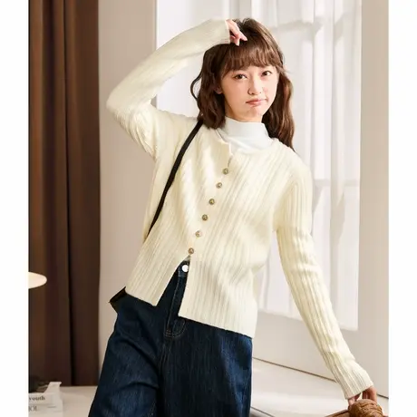 唐狮新款打底衫女设计感净色长袖针织衫秋冬甜美宽松上衣TE商品大图