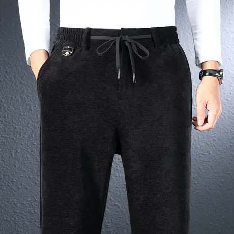 冬季弹力直筒保暖男裤子秋冬款高端潮牌日系港风宽松紧腰休闲长裤商品大图