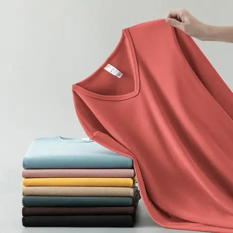 德绒t恤男士长袖双面绒V领上衣服秋冬保暖内搭打底衫体恤纯色小衫图片