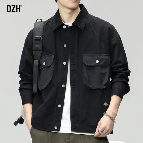 男士黑色工装外套男秋季潮高级感宽松休闲夹克上衣男款2023年新款商品大图