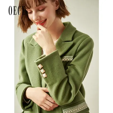 【买1送1】oece秋冬新款女装复古英伦设计感西装款气质呢外套图片