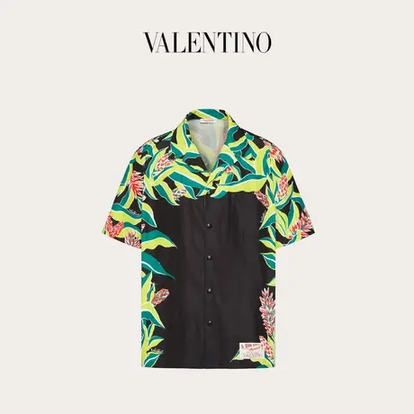 【季末优惠】华伦天奴VALENTINO男士尼龙印花保龄球衬衫图片