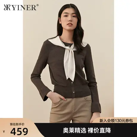 YINER音儿女装2021秋季新款半高圆领羊毛毛针织衫图片