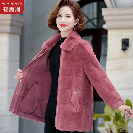 妈妈冬装仿水貂绒外套中老年大衣中年女装秋冬丹麦貂皮毛一体上衣图片