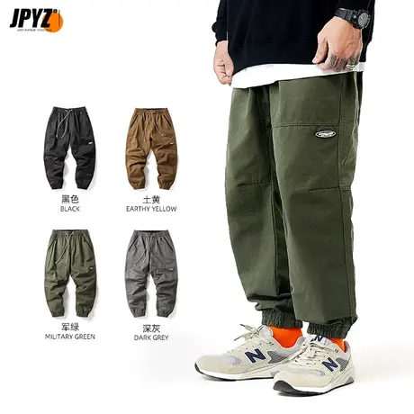 男士束脚工装裤男2022春夏新款潮牌百搭休闲裤宽松长裤小脚裤子商品大图