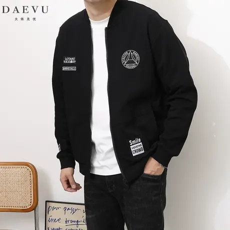 DAEVU春新款日韩绣标大号潮胖加肥加大码男士短款棒球领夹克外套商品大图