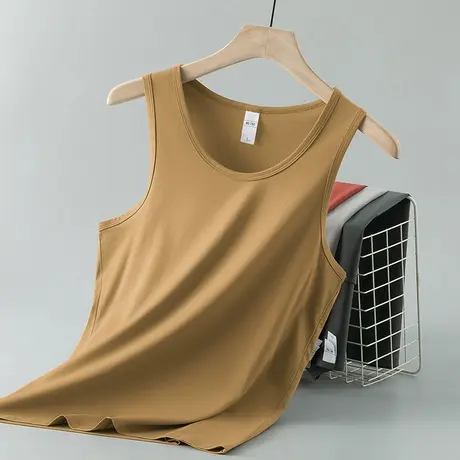 莫代尔背心男夏季冰丝速干吊带运动坎肩健身纯色无袖t恤篮球跨栏商品大图