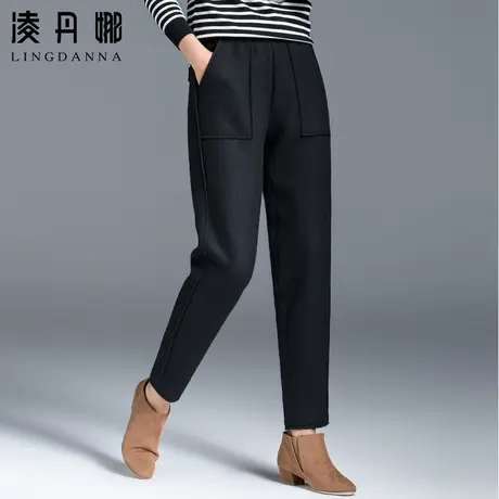 毛呢哈伦裤女秋冬加绒加厚冬季2024新款萝卜裤大码裤子羊毛女裤冬图片