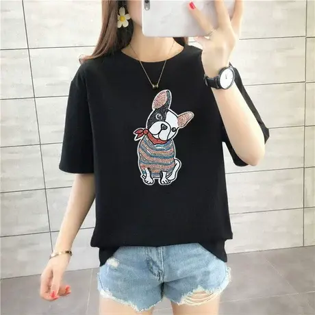 白色t恤女短袖2024新款夏装韩版宽松超火ins半袖体恤上衣打底纯棉图片