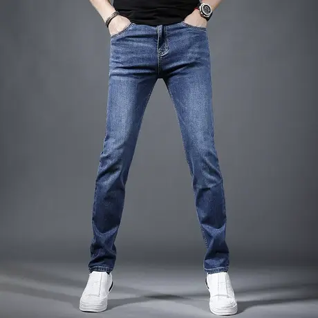 2023春夏新款经典蓝色牛仔裤男薄款修身直筒弹力百搭休闲男士裤子商品大图