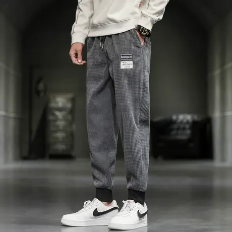 灯芯绒裤子男秋冬装潮牌宽松束脚2021新款运动加绒休闲长裤男冬季商品大图