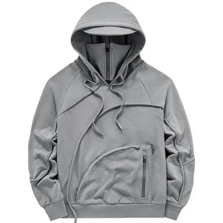 VIP重磅连帽卫衣男美式高街小众设计感上衣机能风套头帽衫外套潮商品大图