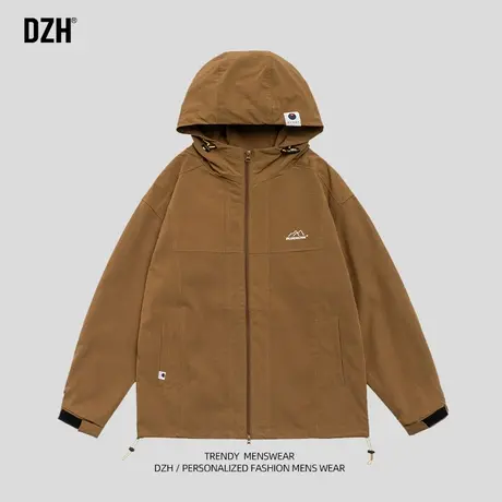 男士连帽冲锋衣外套男春秋款男款休闲夹克2023年新款户外运动上衣商品大图