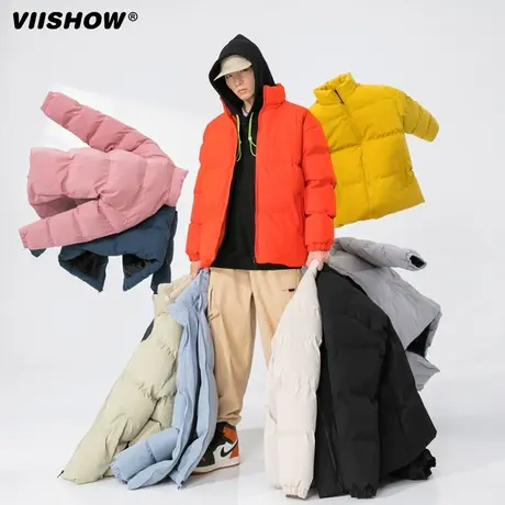 VIISHOW冬季新款棉服男女装百搭黑色外套简约百搭休闲学生潮棉衣商品大图