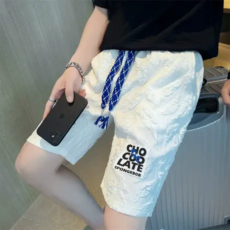 休闲短裤夏季浮雕花色宽松小众五分裤ins韩版潮牌百搭运动大裤衩商品大图
