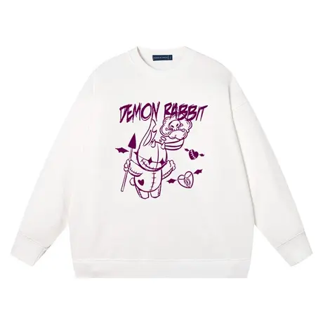 秀洛小恶魔周边衣服兔子图案圆领套头上衣宽松休闲运动无帽卫衣图片