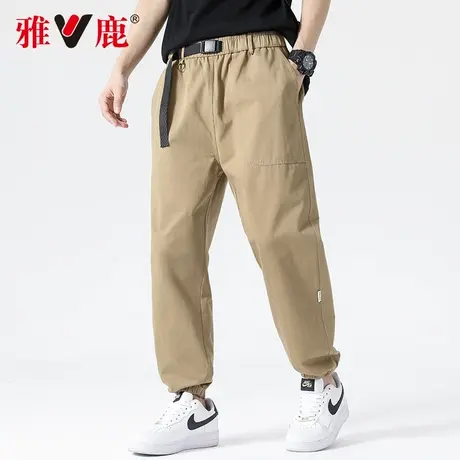 【纯棉】雅鹿男士束脚休闲裤春季新款卡其色日系工装小脚口长裤子商品大图