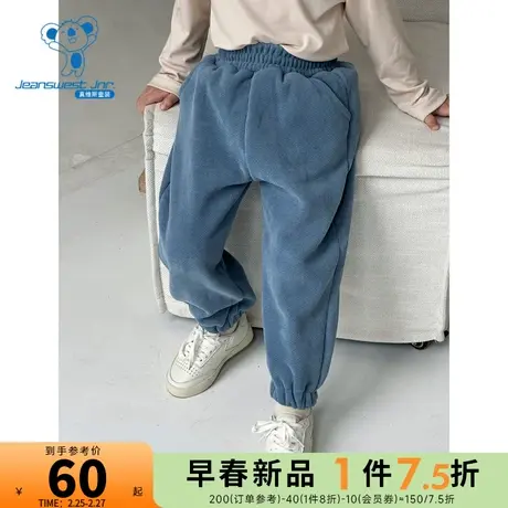 KK真维斯2023年冬季新款童装男女同款加绒休闲裤卫裤收脚保暖舒适图片