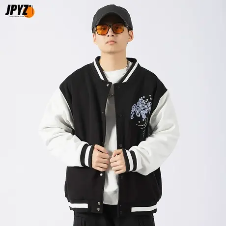 重工刺绣棒球服男春秋季国潮牌大码宽松飞行员夹克情侣帅气外套商品大图