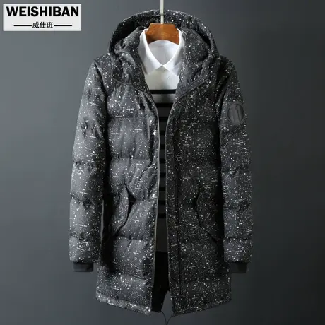 冬天棉衣男士长款加厚大码外套男连帽中长款棉服潮流白色保暖棉袄图片