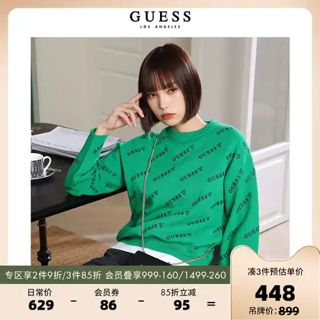 GUESS秋款女士休闲舒适时尚宽松百搭满幅印花毛衣-Q2BR45R2Q41图片