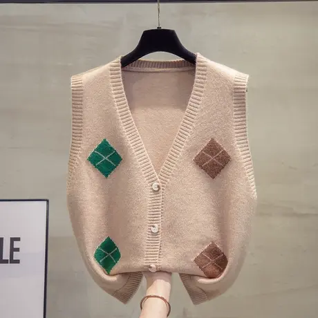 v领针织开衫马甲背心女2023春秋新款宽松马甲外穿上衣毛衣坎肩潮商品大图