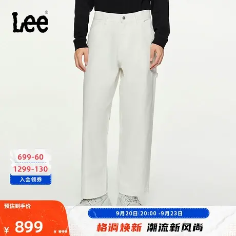 Lee商场同款23秋冬新品宽松直筒白色卡朋特工装布裤LMB006784201图片