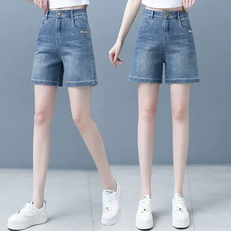2023新款高腰牛仔短裤女夏季薄款时尚百搭弹力a字超短热裤阔腿裤商品大图