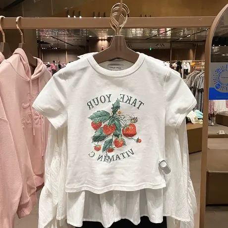 短袖t恤女夏季宽松韩版bf慵懒风ins设计感小众短款辣妹纯欲上衣服商品大图