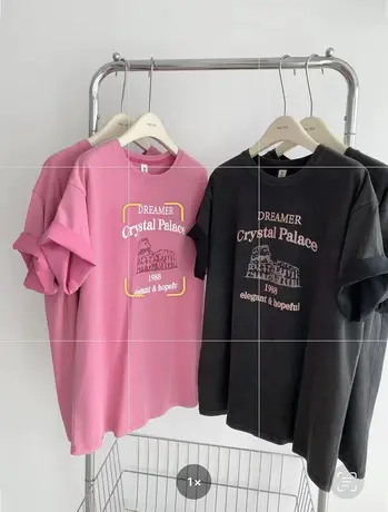 旧街女孩/灰色短袖t恤女夏季2023新款美式复古水洗做旧韩版上衣潮商品大图