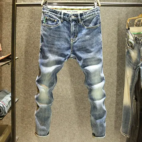 夏季潮流百搭牛仔长裤男修身小直筒裤子高端水洗耐磨牛仔裤男款薄商品大图