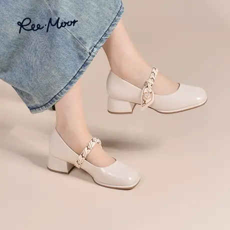 REEMOOR睿慕2023秋季新款商场同款厚底玛丽珍鞋浅口小皮鞋单鞋女商品大图