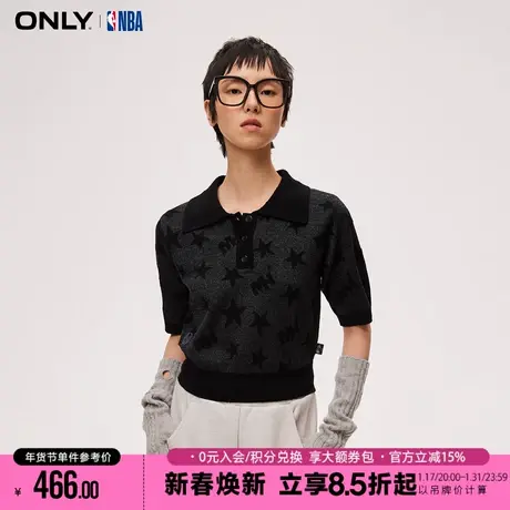 ONLY秋季NBA联名款休闲polo领短款针织衫女|12413A009商品大图