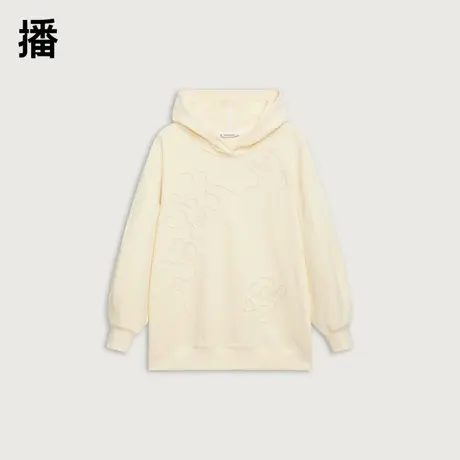 播交叠连帽设计卫衣2023秋冬新品通勤简约套头上衣女DDQ4VD5443商品大图