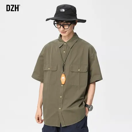 男士工装短袖衬衫男高级感潮牌半袖夏季衬衣男款外套男装2023新款商品大图