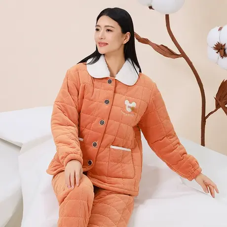 好波可外穿家居服加厚防寒保暖冬季睡衣翻领时尚款睡衣套装HJ2499商品大图