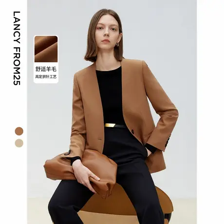 朗姿2025年春季新款法式高智设计感西服外套气质职业通勤西装女图片